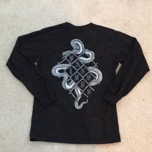 Vans entangled snake long sleeve tee size small black